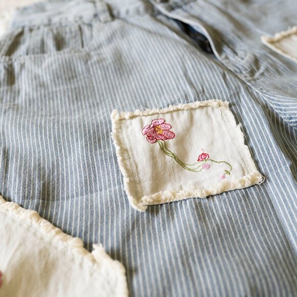 NWT POL Patchwork & Embroidered Relaxed Fit Art Woven Wide Leg Pants Size S - Picture 5 of 7